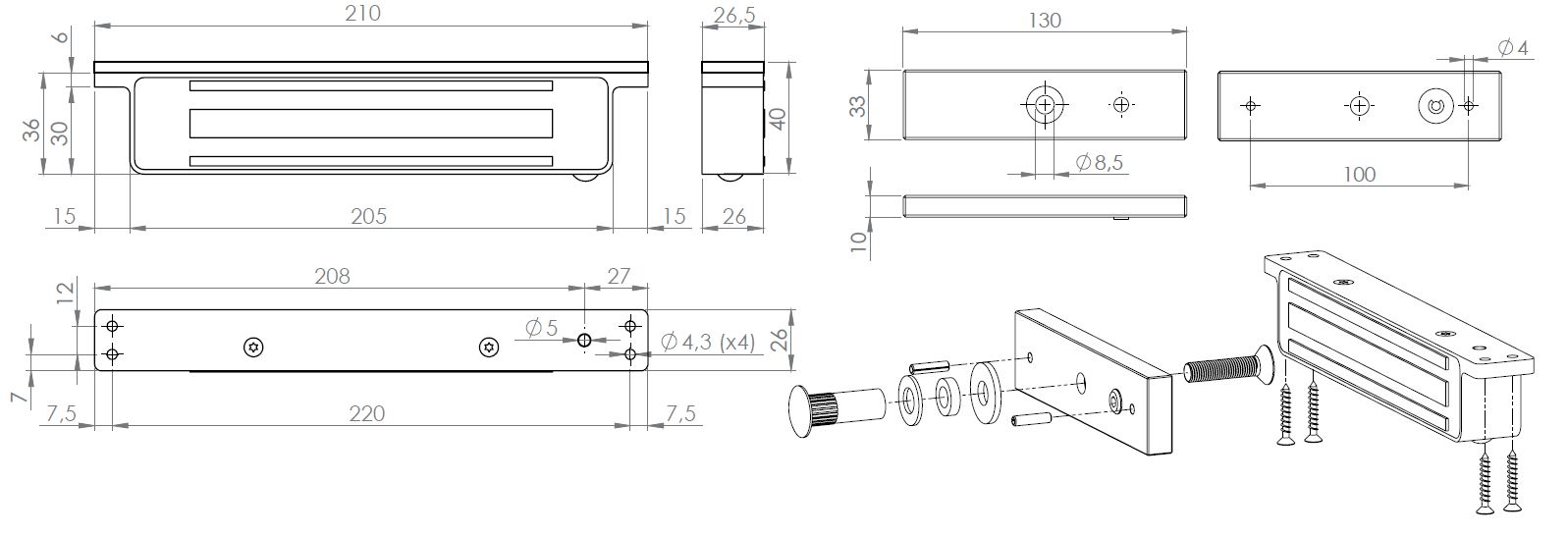 YM-180H(LED) Sktapad mgneszr mretei